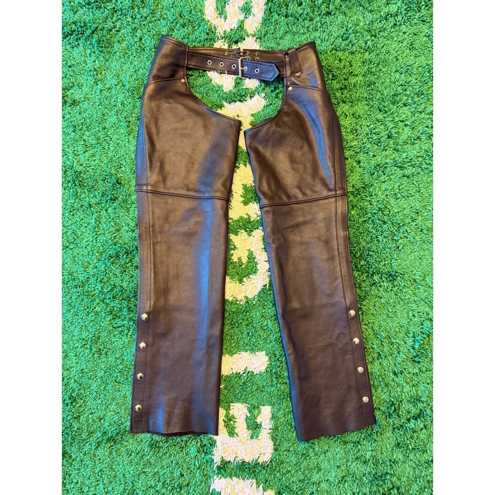 Z1R‎ Carbine Chaps Womens L Black Excellent Leather Biker Motorcycle Riding Gear